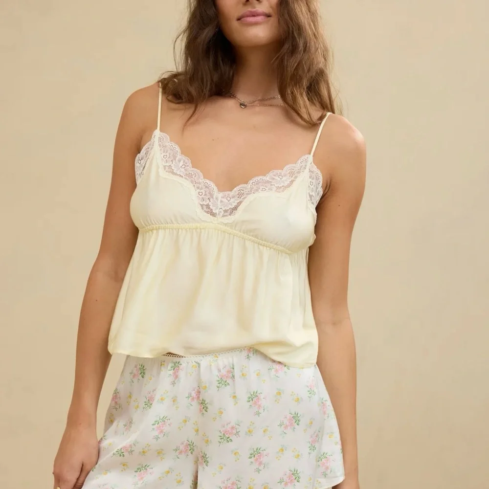 Aerie Floral Pajama Shorts - White, Pink, Yellow, Green